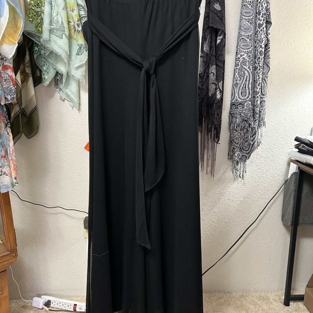 PETITE ALEX - BLACK PALAZZO PANTS EVENING ATTIRE, SIZE- PETITE SMALL